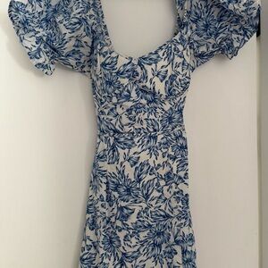 Floral Blue and White Mini Dress